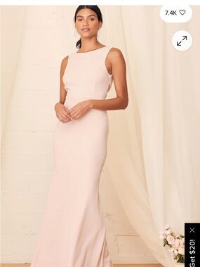 Lulu’s Call My Name Blush Pink Backless Maxi Dress; Small